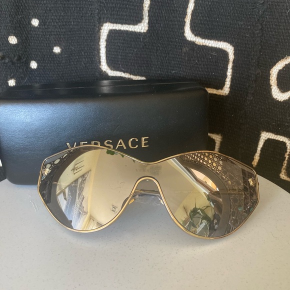 Versace Gold Cat Eye Women's Sunglasses